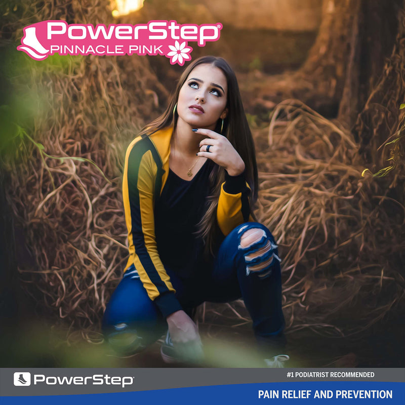 [Australia] - Powerstep Insoles, Pinnacle Pink, Arch Pain Relief Insole, Extra Gel Cushion Layer, Arch Support Orthotic For Women Women's 6-6.5 / Men's 4-4.5 