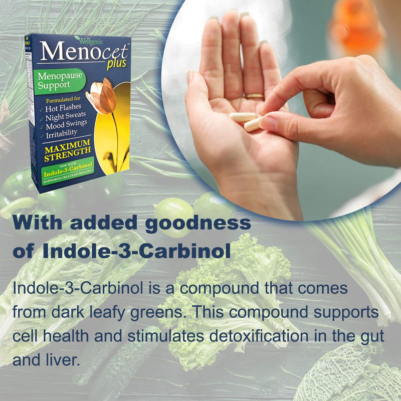 [Australia] - Wellgenix Menocet Plus Menopause Support Supplement (30 Capsules) - Natural, Herbal Women's Daily Relief Multivitamin Tablets - Helps with Hot Flashes, Night Sweats, Mood Swings & Irritability 30 Count (Pack of 1) 