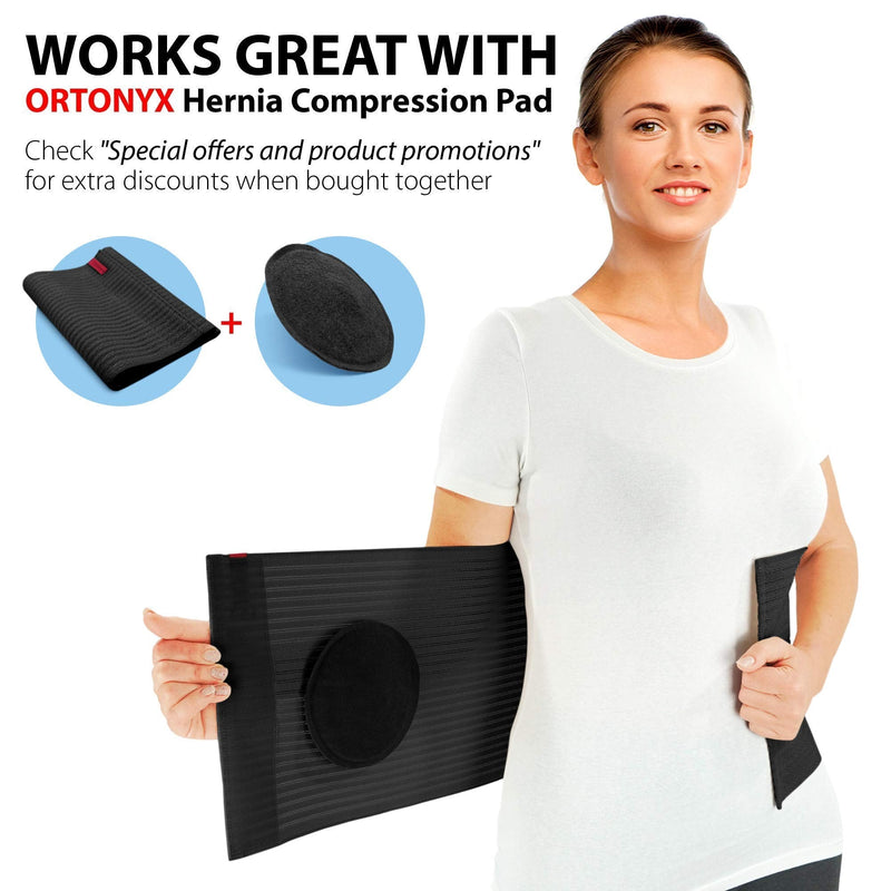 [Australia] - ORTONYX 10.25" Abdominal Binder and Umbilical Hernia Pad / Abdomen Navel Umbilical Hernia Support Belt / 524010PAD Black 3XL 