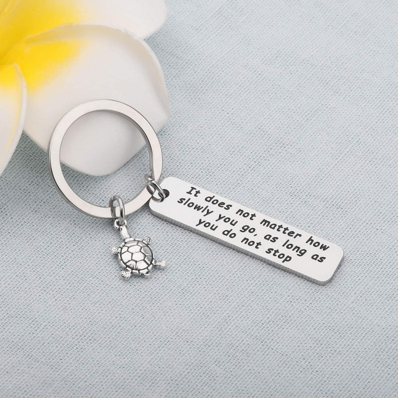 [Australia] - PLITI Turtle Charm Inspirational Keychain Gift It Does Not Matter How Slowly You Go As Long As You Do Not Stop Motivational Gifts for Women metal 