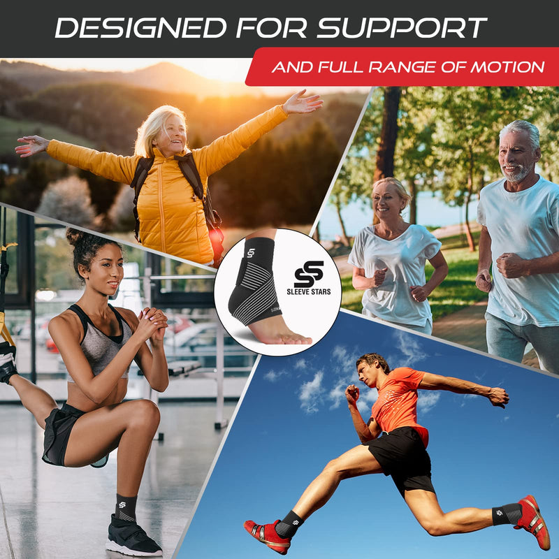 [Australia] - Sleeve Stars Ankle Brace for Plantar Fasciitis Relief, Ankle Wrap for Sprained Ankle, Ankle Brace for Women & Men, Heel Protectors Sleeve w/ Ankle Support Strap, Heel Brace for Heel Pain (Single/Black) 1 Black 