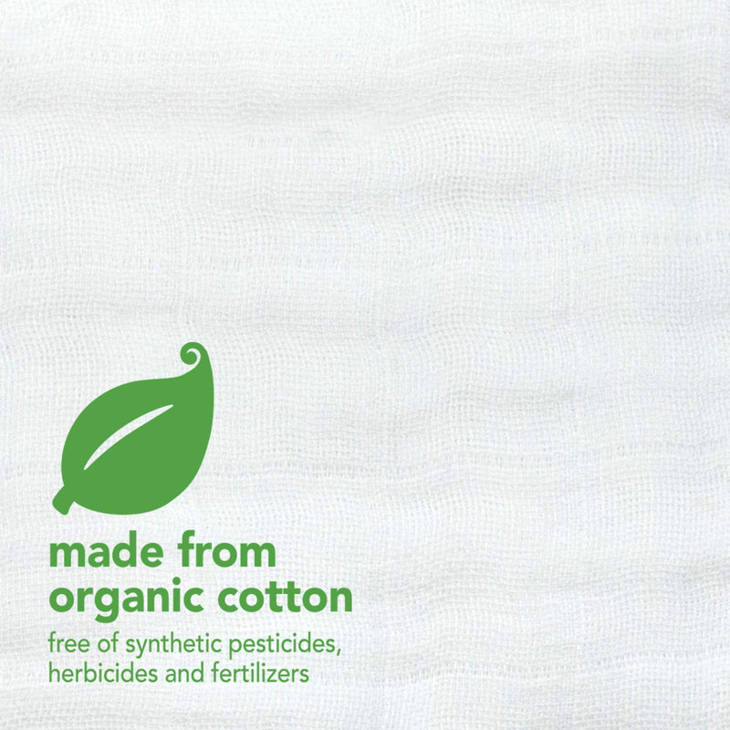 [Australia] - green sprouts Muslin Bibs Made from Organic Cotton (5 Pack)| 4 Absorbent Layers Protect from sniffles, Drips, & drools | 100% Organic Cotton Muslin, Adjustable snap Closure, Machine Washable White (5pk) 