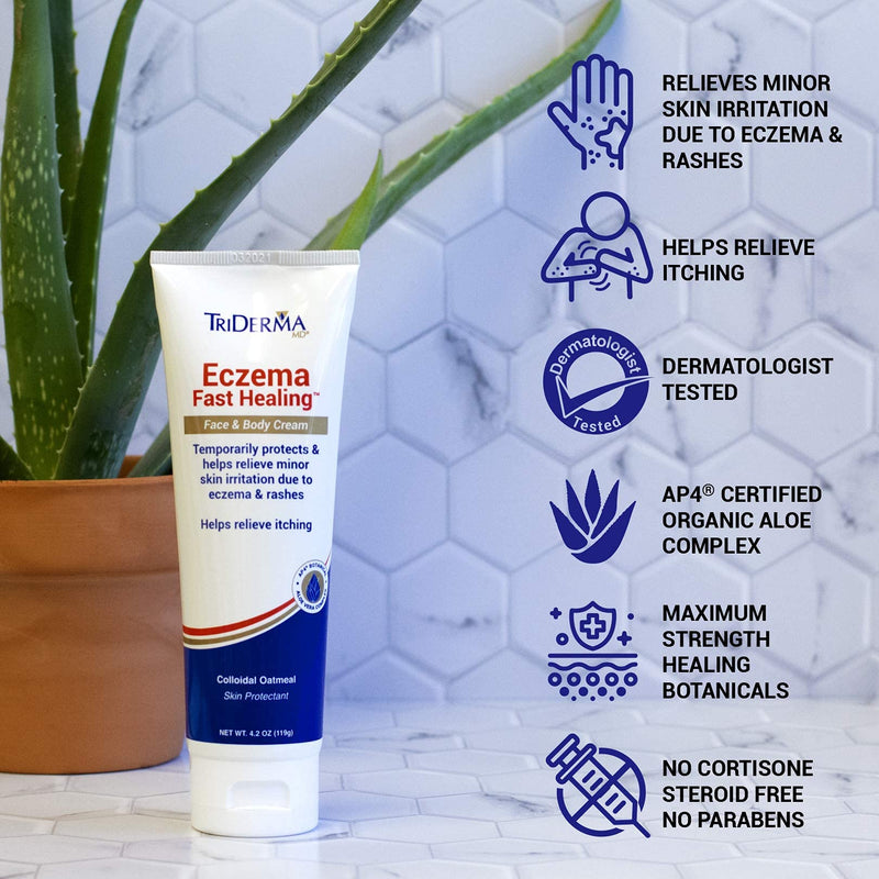 [Australia] - TriDerma Eczema Fast Healing Face and Body Cream, Maximum Strength Itch & Rash Relief, 4.2 Ounces 