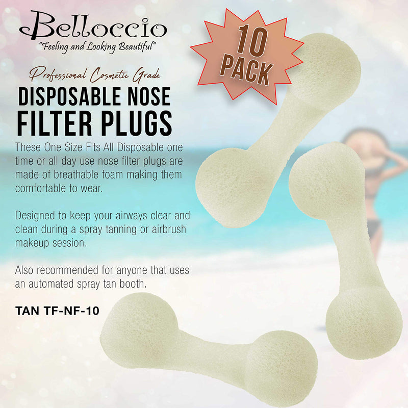 [Australia] - Belloccio Pack of 10 Disposable Nose Filter Plugs (Used For Sunless Airbrush Spray Tanning) 