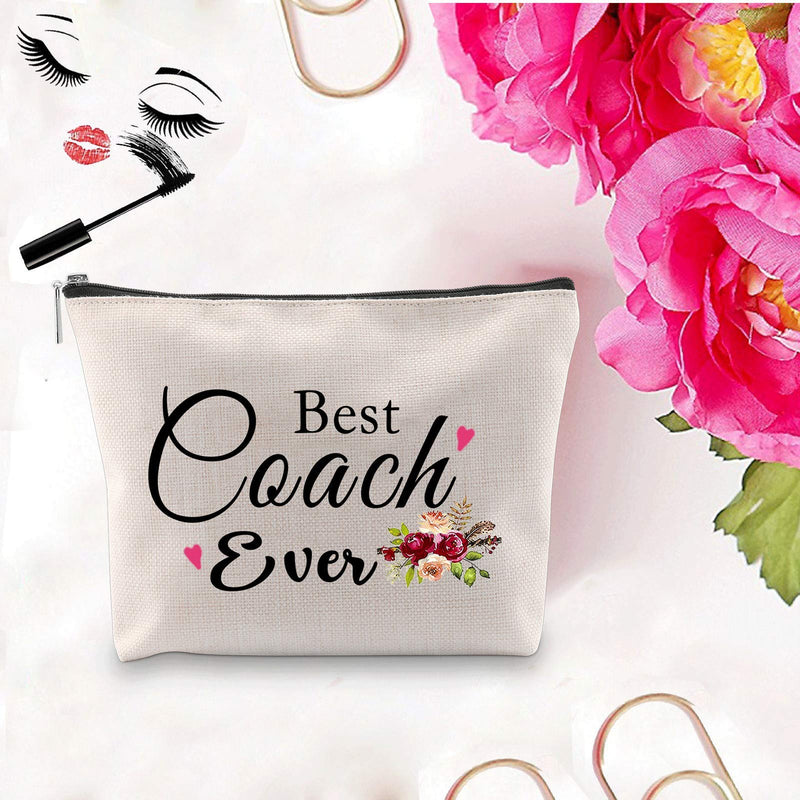 [Australia] - PXTIDY Coach Gifts Best Coach Ever Makeup Bag Female Coach Thank You Gifts Cosmetic Bag Thanks Birthday Graduation Gift for Coach Teacher (beige) beige 
