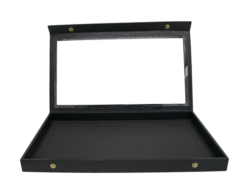 [Australia] - Novel Box Snap-Close Acrylic Lid Black Jewelry Display Case 14.75X8.25X1.15 + Custom NB Pouch Large (Buttons): 14.75X8.25X1.15 Black Acrylic Top 
