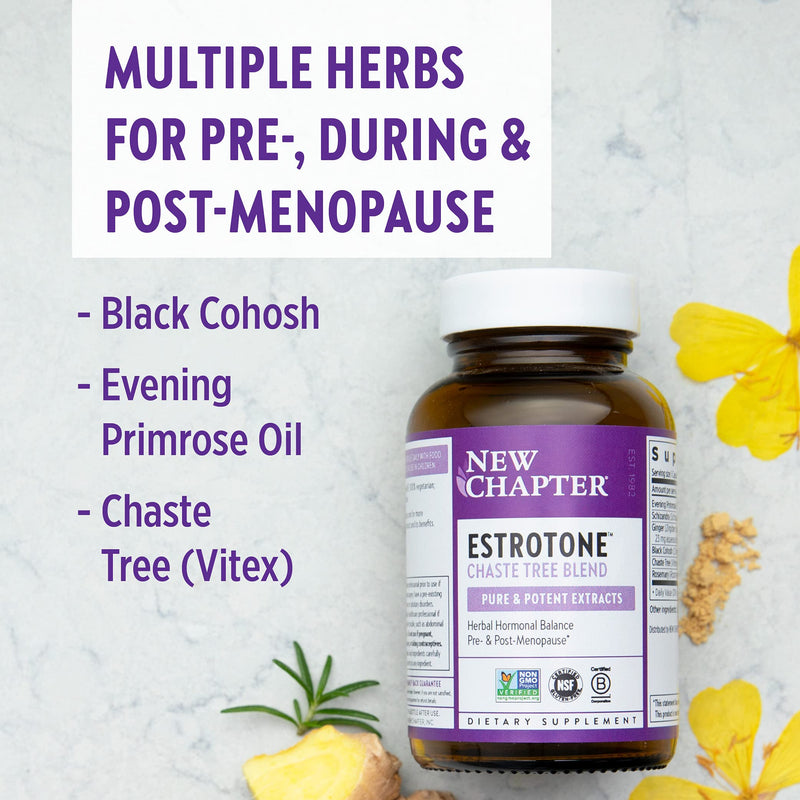[Australia] - New Chapter Menopause Supplement, Estrotone with Evening Primrose Oil + Black Cohosh for Hormone Health Vegetarian Capsule, 30 Count Vegetarian Capsules 30 Count (Pack of 1) 