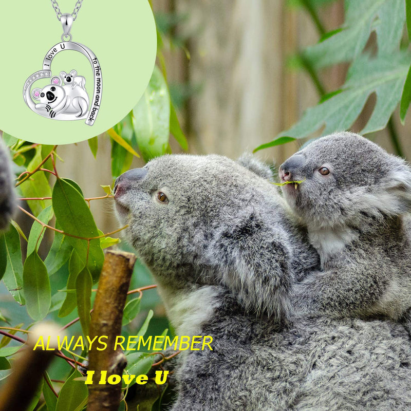 [Australia] - JXJL Mother Daughter Necklace Jewelry Gift Sterling Silver Good Luck Elephant/Wisdom Owl/Koala Bear/Unicorn Pendant Necklace from Son Christmas Birthday Gift for Women Girl Koala's Love 