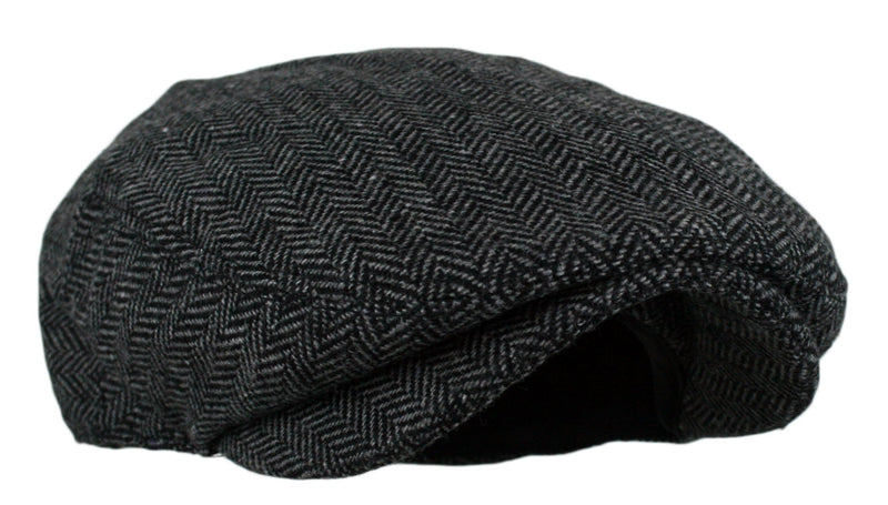 [Australia] - Wonderful Fashion Men's Classic Herringbone Tweed Wool Blend Newsboy Ivy Hat (Large/X-Large, Charcoal) Dark Grey Small-Medium 