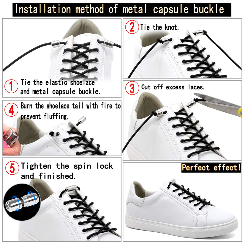 [Australia] - MKEHSH 2 Pairs Round Elastic String No Tie Shoe Laces with Metal Capsule Buckle 39"inches(100CM) 01 White 
