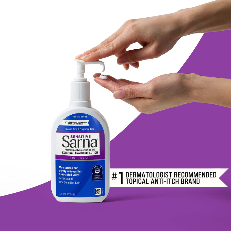 [Australia] - Sarna Sensitive Steroid-Free Anti-Itch Lotion for Dry Irritated Skin, Fragrance free - 7.5 Fl Oz 