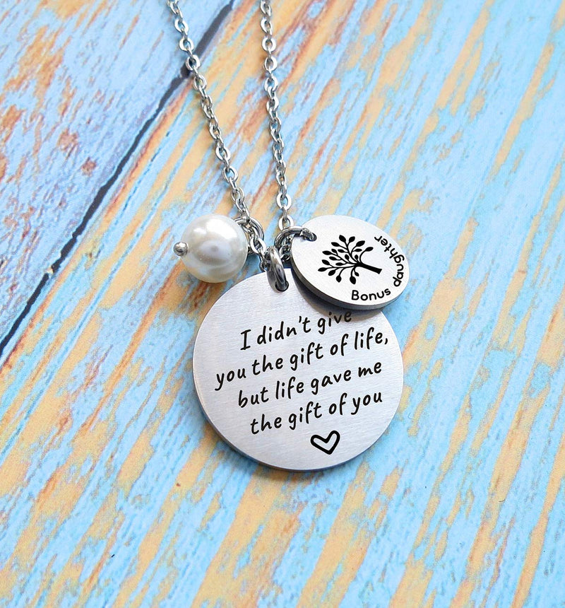 [Australia] - Stepdaughter Gift - I Didn't Give You the Gift of Life But Life Gave Me the Gift of You - Family Tree Pendant Necklace Step Daughter Gifts from Stepmom or Stepdad 