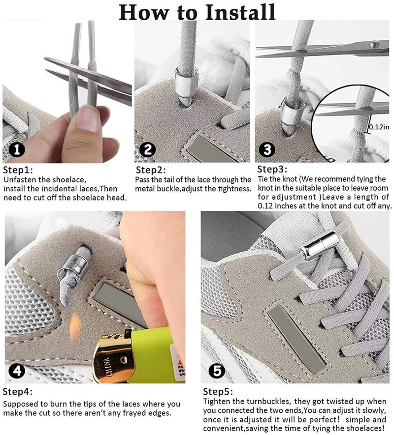 [Australia] - 4 Pairs No Tie Shoelaces Tieless for Adult,Kids,Elderly Sneaker Fits Many Shoes 4 Pairs(metal Connectors) 