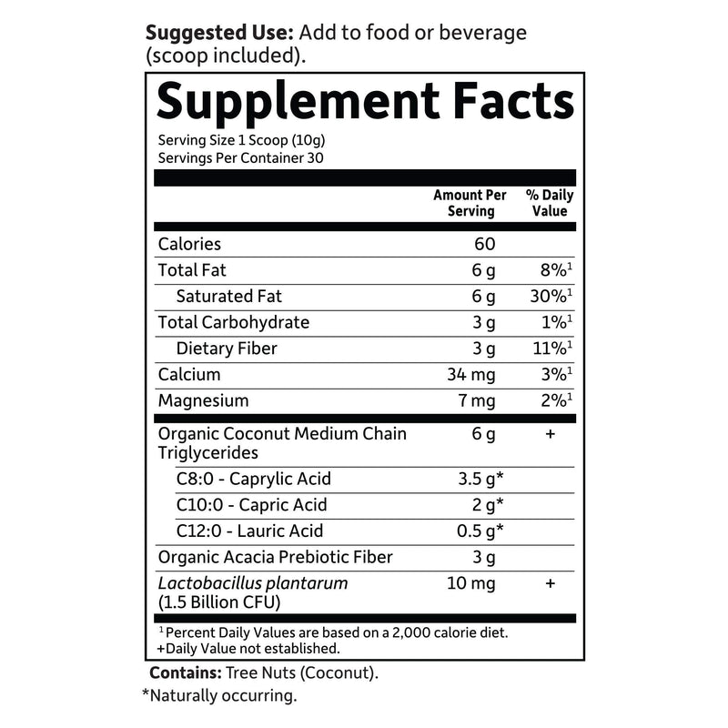 [Australia] - Garden of Life Dr. Formulated Keto Organic MCT Powder - 30 Servings, 6g MCTs from Coconuts Plus Prebiotic Fiber & Probiotics, Certified Organic, Non-GMO, Vegan, Gluten Free, Ketogenic & Paleo 