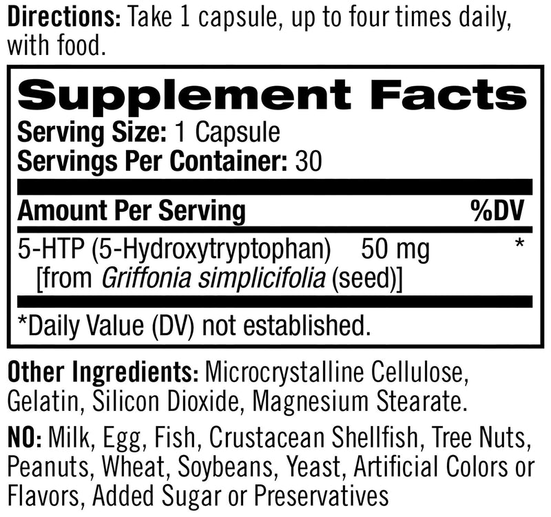 [Australia] - Natrol 5-HTP 50mg Capsules, 30-Count Capsule 30 Count (Pack of 1) 