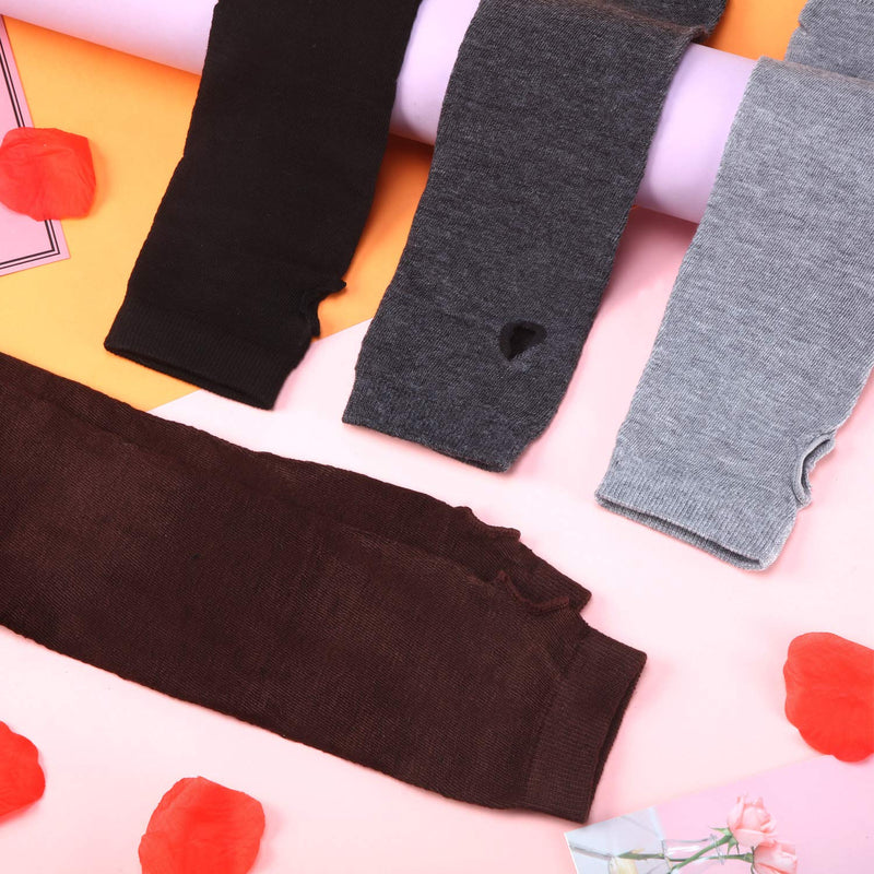 [Australia] - 6 Pairs Women Long Fingerless Gloves Knit Arm Warmer Thumb Hole Stretchy Gloves Assorted Color 