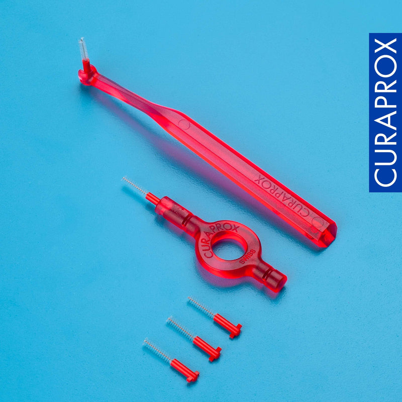 [Australia] - Curaprox CPS 07 Prime Start Interdental Brush Kit, Red - 5 x 0.7mm - 2.5mm Interdental Brushes + 2 Interdental Toothbrush Holders 
