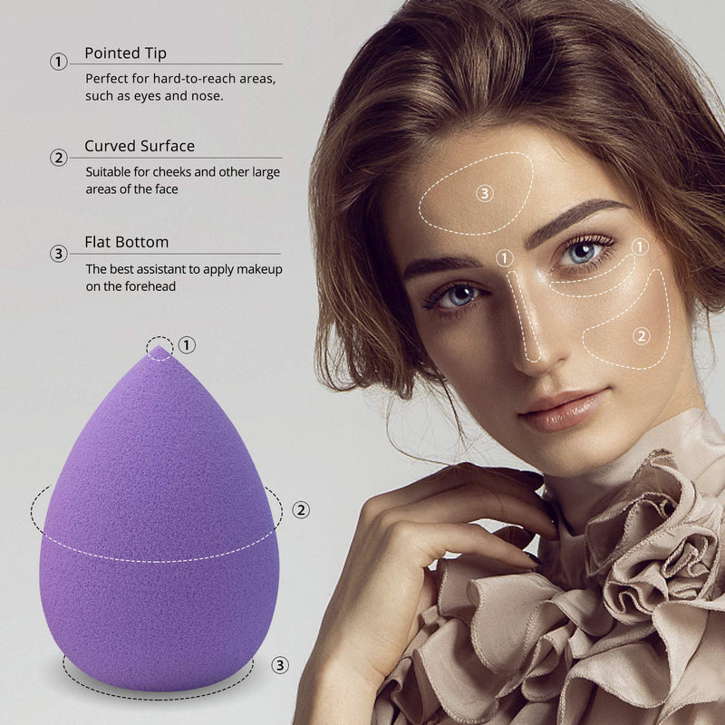 [Australia] - Foonbe Makeup Sponge, Latex Free and Vegan Makeup Blender Beauty Sponge, for Powder, Cream or Liquid Application (1 Pc, Purple) 