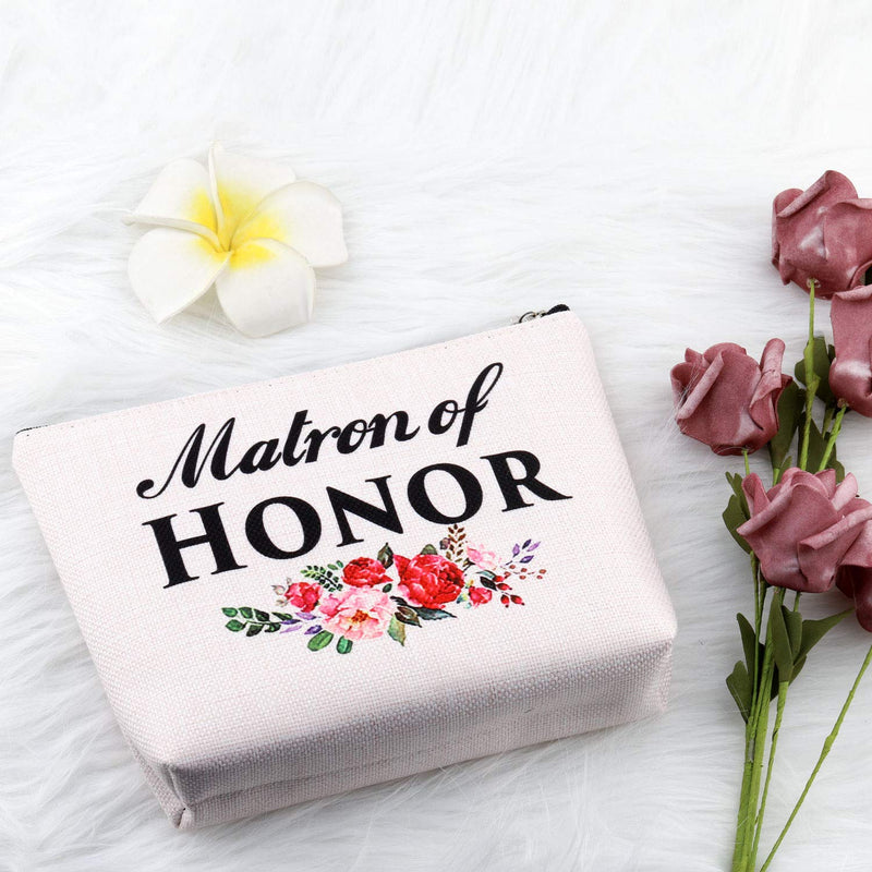 [Australia] - PXTIDY Wedding Makeup Bag Matron of Honor Gift Matron of Honor Cosmetic Bag Makeup Pouch Wedding Proposal Gift for Bridesmaid (beige) beige 