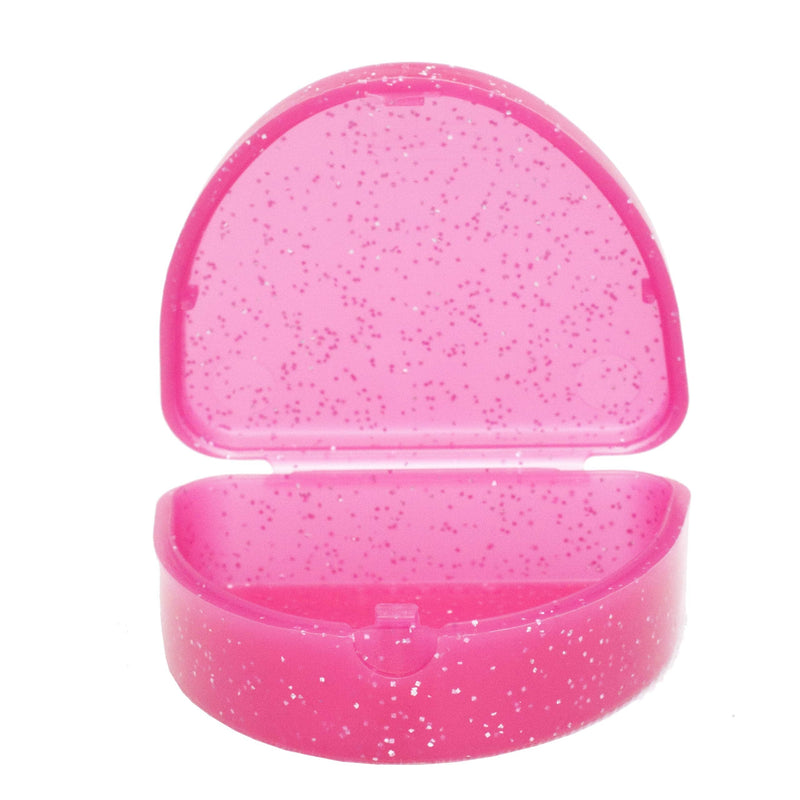 [Australia] - Slim Orthodontic Dental Case - Colour & Glitter Choices for Retainers, Bleaching Trays, Dentures & More (Glitter Pink) Glitter Pink 