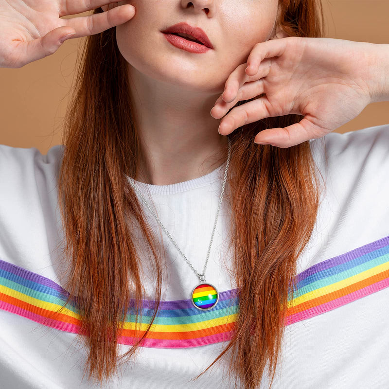 [Australia] - Pride Day Bracelets Necklace Ear Stud Earring Ring– LGBT Gay Rainbow Jewelry Accessories 4PCS 