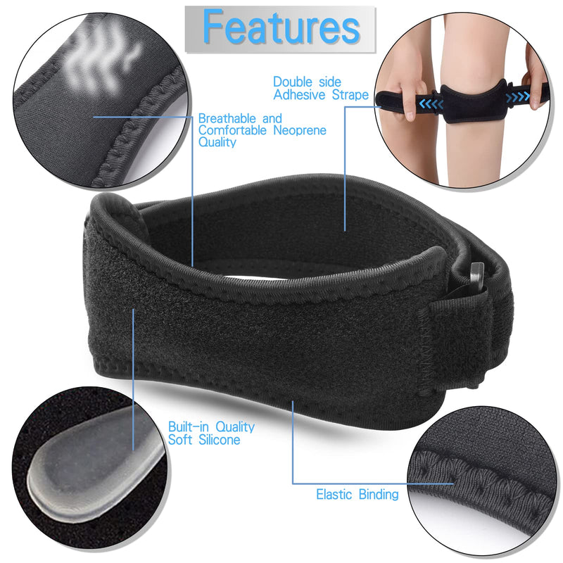 [Australia] - WOPOKY Patella Tendon Knee Strap, Knee Pain Relief for Torn Meniscus ACL MCL Arthritis Tendonitis, Knee Brace Support for Working Out Weightlifting Squats Running Jumpers Tennis. （2 Pack） (One Size, Pure Pink) One Size 