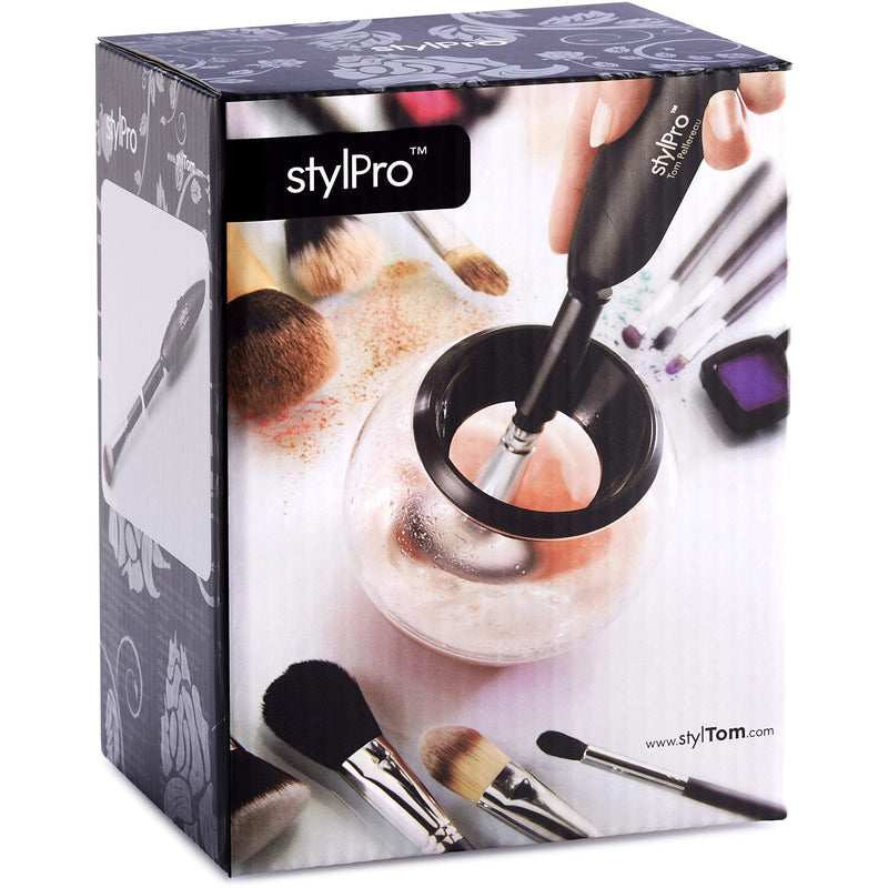 [Australia] - STYLPRO Electric Makeup Brush Cleaner and Dryer Machine with 8 Brush Collars, Brush Cleanser - Fast, Automatic Spinning Brush Cleaner with Heat-Resistant Bowl - Premium Makeup Brush Cleaning Kit 
