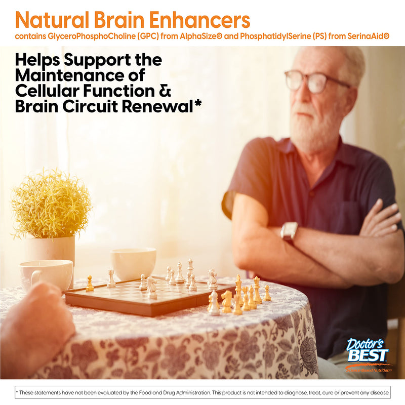 [Australia] - Doctor's Best Natural Brain Enhancers, Non-GMO, Vegan, Gluten Free, 60 Veggie Caps (DRB-00214) 60 Count (Pack of 1) 