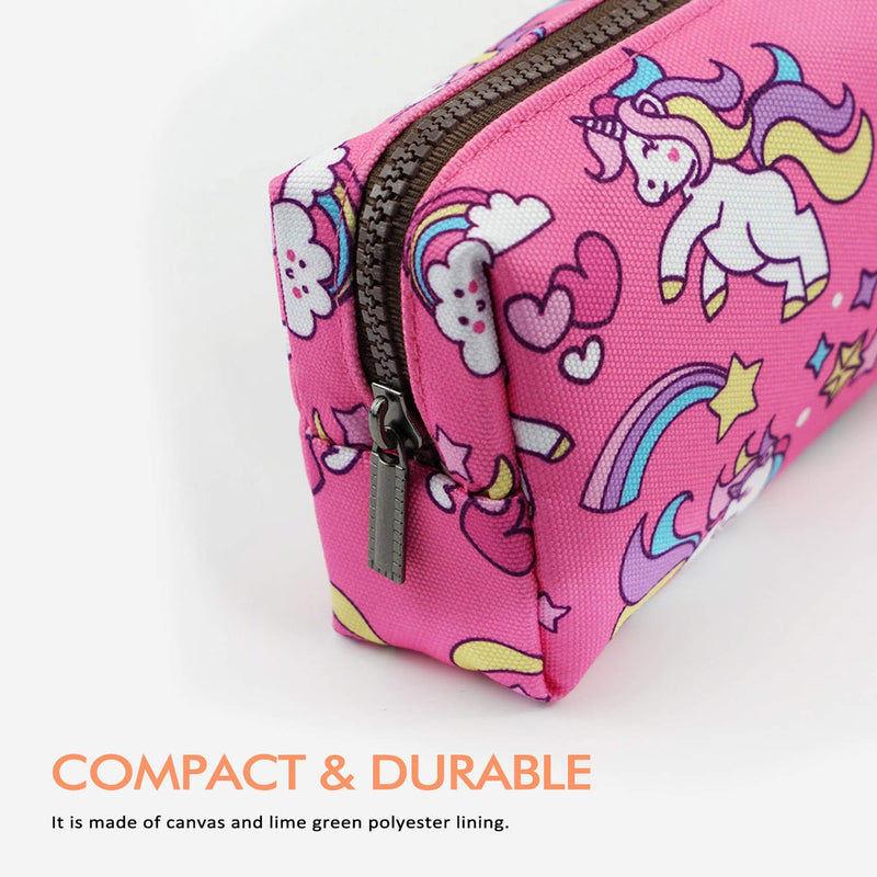 [Australia] - Unicorn Canvas Pencil Case Pen Bag Pouch Stationary Case Makeup Cosmetic Bag Pink 