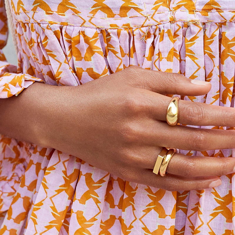 [Australia] - ERPELS Thick Dome Chunky Rings Gold Simple Knuckle Ring Set Twisted Ring Minimalist Statement Ring Size 6-8 4Pcs 