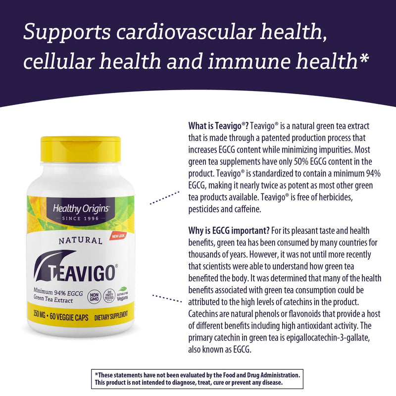 [Australia] - Healthy Origins teavigo (94% Egcg) Green Tea, 150 Mg, 60 Veggie Caps 