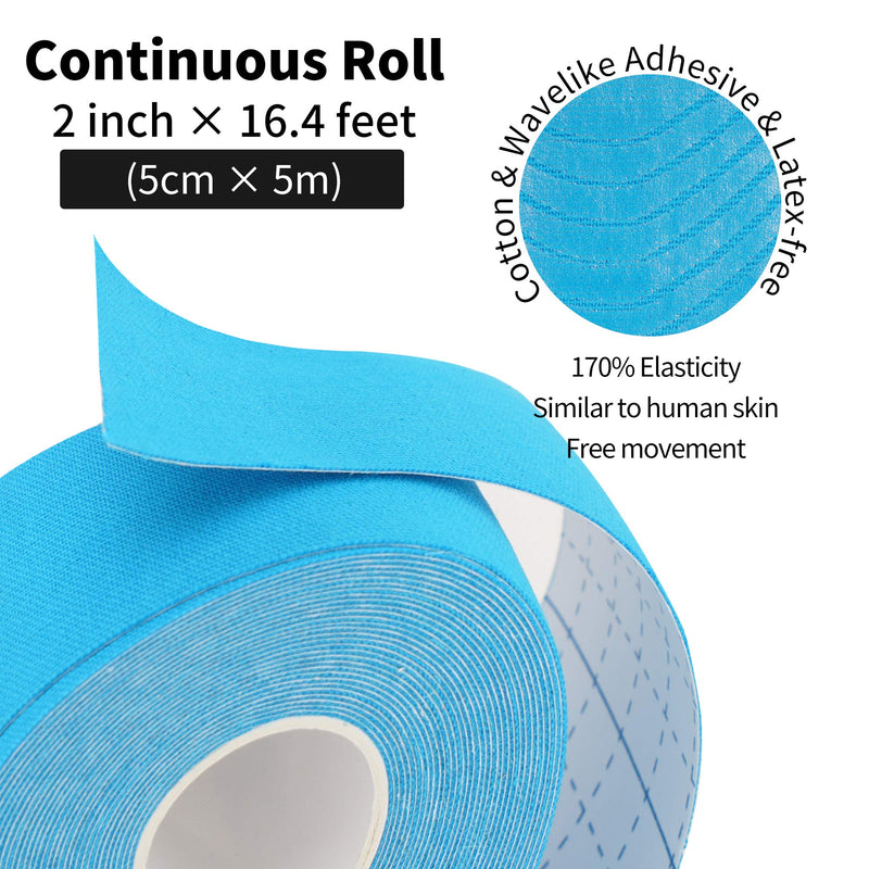 [Australia] - Kinesiology Tape Uncut Physio Tape Strapping for Exercise, Sports and Injury Recovery, K Tape Athletic Ideal for Knee, Joint, Muscle Support (4 Rolls Blue) 