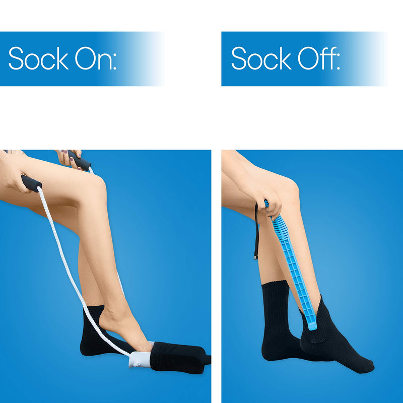 [Australia] - RMS Sock Aid Kit - Easy On Easy Off Device for Putting On Socks and Removing Socks or Stockings for Men and Women with Limited Mobility (Blue) 