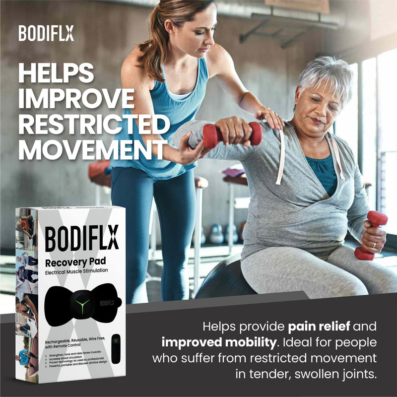 [Australia] - BODIFLX Recovery Pad - Wireless EMS Muscle Stimulator - Targeted Pain Relief for Back, Muscle Pain, Sciatica, Neck, Knee, Arthritis, Stressed & Sore Muscles 