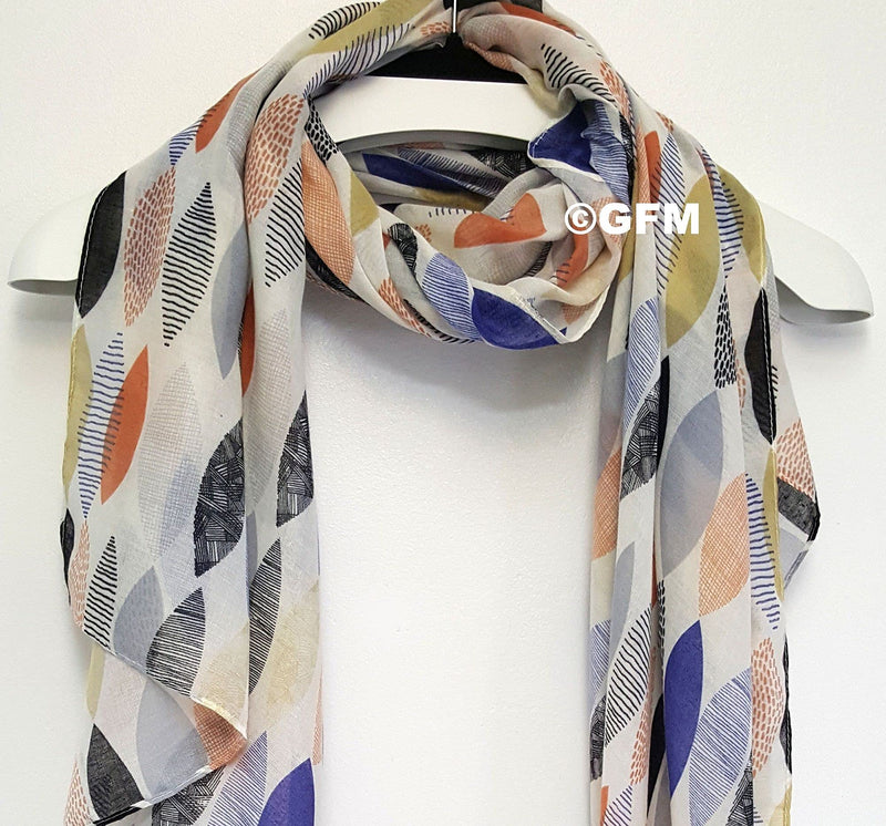 [Australia] - GFM Leaves Floral Abstract Print Summer Scarf (FP) .PL-76-SFD-White 