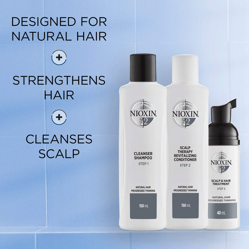 [Australia] - NIOXIN System 2 for Natural Hair with Progressed Thinning System 2 Kit Bundle 4 Count (Pack of 1) 