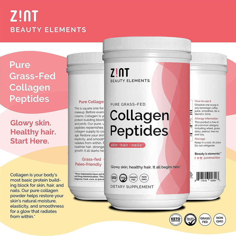 [Australia] - Zint Collagen Peptides Powder (16 Ounce): Anti Aging Hydrolyzed Collagen Protein Powder Beauty Supplement - Skin, Hair, Nails 1 Pound Tub (Pack of 1) 