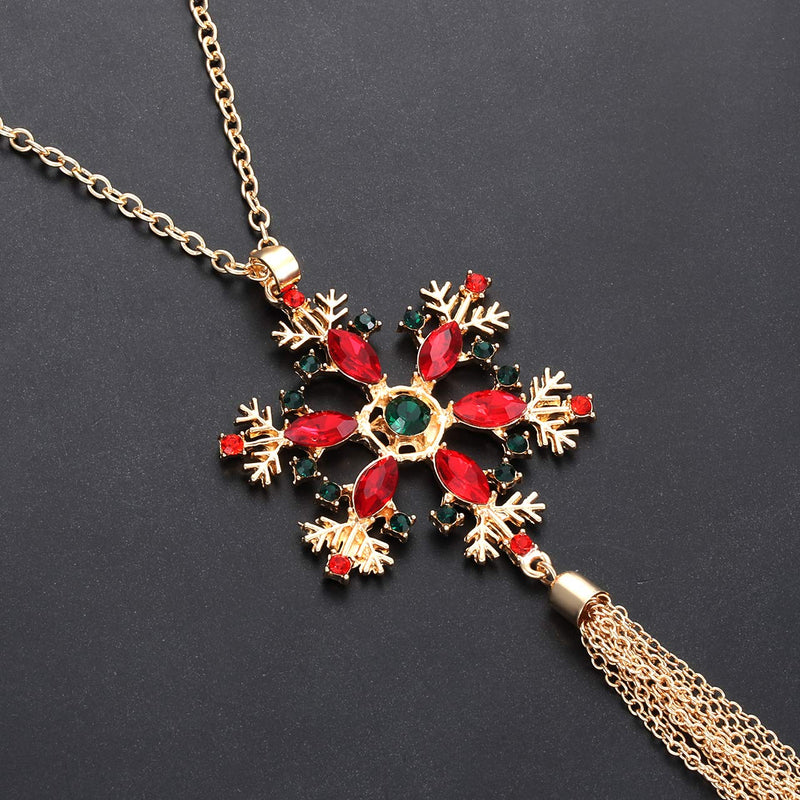 [Australia] - Christmas Snowflake Pendant Necklace for Women Girls X-mas Crystal Cubic Zirconia Snowflake Jewelry Gift for Christmas Day 