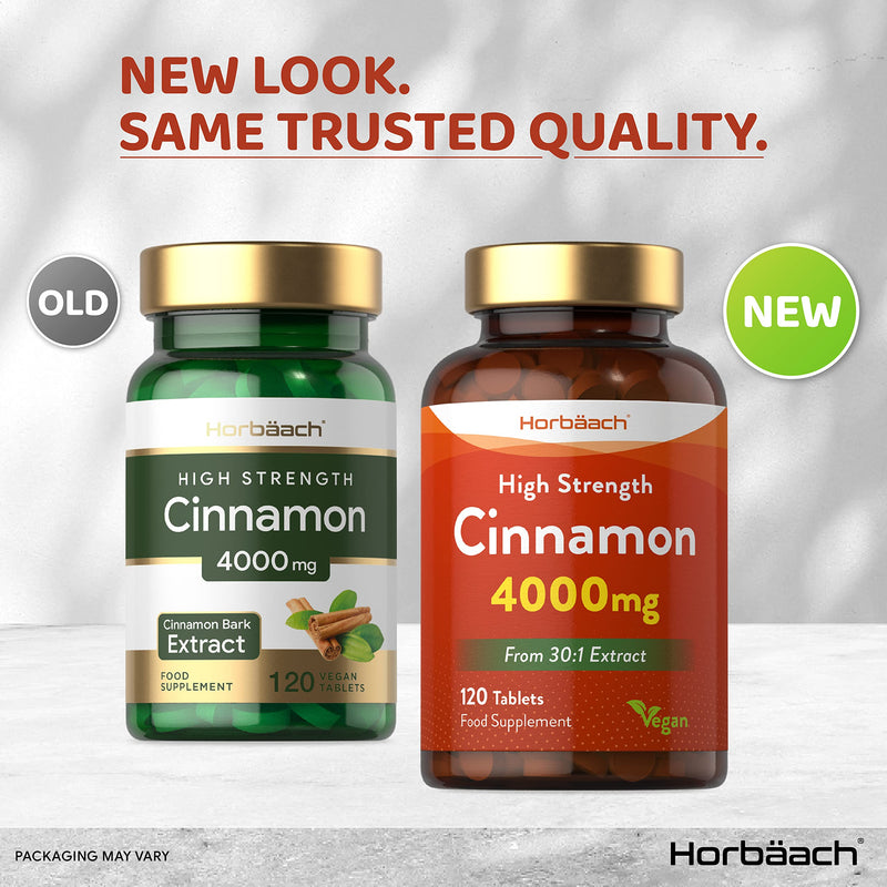 [Australia] - Cinnamon Tablets 4000mg | High Strength Supplement for Blood Sugar Levels & Metabolism Support | Rich Source of Calcium | 120 Vegan Tablets | by Horbaach 