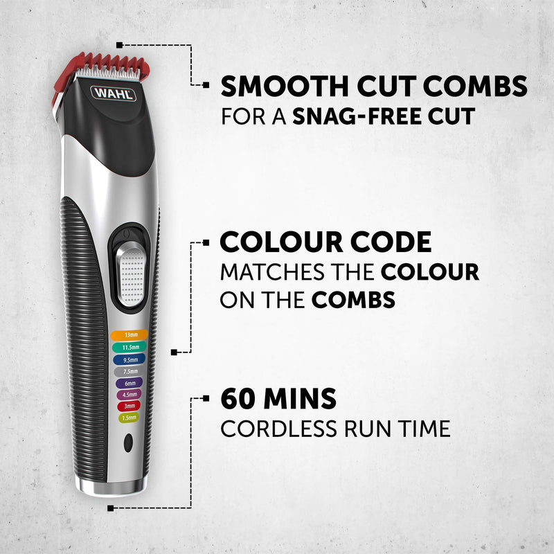 [Australia] - Wahl Colour Trim Stubble and Beard Trimmer, Trimmers for Men, Beard Trimming Kit, Men’s Stubble Trimmers, Male Grooming Set, Beard Care Kit, Colour Coded Guide Combs Wahl Colour Trim 8 in 1 Multigroomer Single 