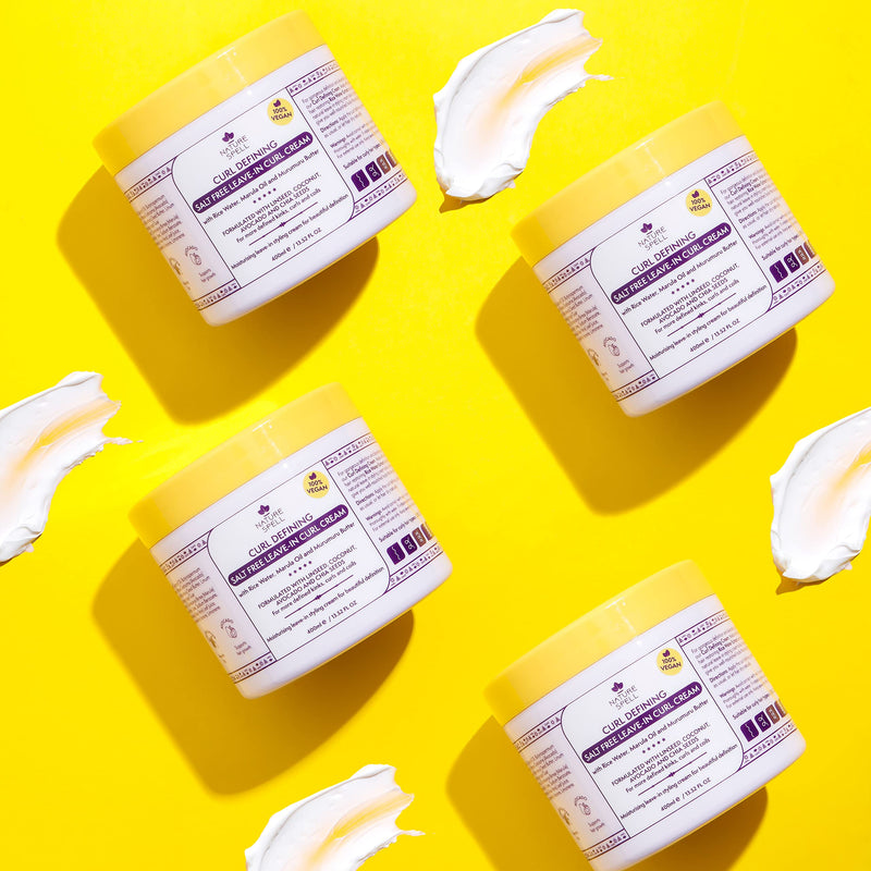 [Australia] - Curl Defining Leave in Curl Cream for Curly Hair by Nature Spell – Infused with Rice Water & Linseed, For All Curl Types, Leave in Styling Cream. 100% Vegan, Made in the UK, white, 400 ml (Pack of 1) 