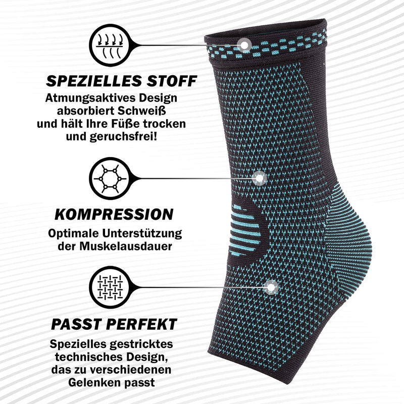[Australia] - POWERLIX Ankle Brace Compression Support Sleeve (Pair) for Injury Recovery, Joint Pain and More. Achilles Tendon Support, Plantar Fasciitis Foot Socks with Arch Support, Eases Swelling Blue Medium 
