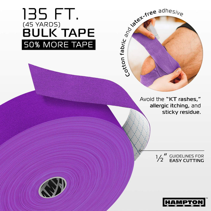 [Australia] - (135 Feet) Bulk Kinesiology Tape Waterproof Roll Sports Therapy Support for Knee, Muscle, Wrist, Shoulder, Back / Original Uncut Premium Therapeutic Elastic & Hypoallergenic Cotton - (Purple) 