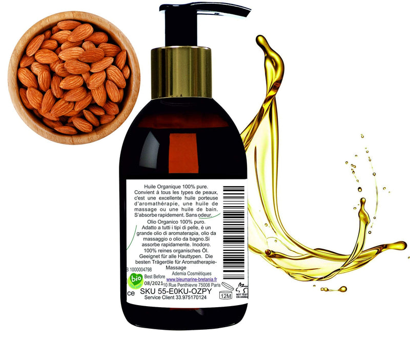 [Australia] - Organic Cold Pressed Sweet Almond Oil - Natural Massage Oil - Essential Oils for Hair Growth, Skin, Face, Body, Nails, Scalp - Health Beauty Oil - 100% Pure & Cruelty Free - 1000ml ; 35.19fl oz 