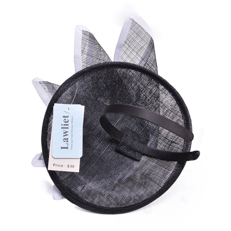 [Australia] - Lawliet Womens Black Mix White Sinamay Fascinator Cocktail Party T213 