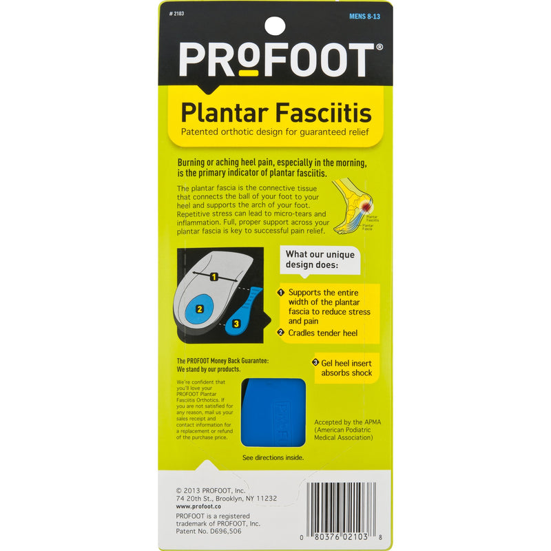 [Australia] - ProFoot Orthotic Insoles for Plantar Fasciitis & Heel Pain, Men's 8-13, 1 Pair 1 Pair (Pack of 2) 