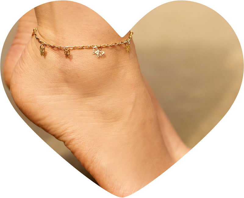 [Australia] - Lifetime Jewelry Butterfly Anklet for Women Men & Teen Girls 24k Gold Plated 10.0 Inches 