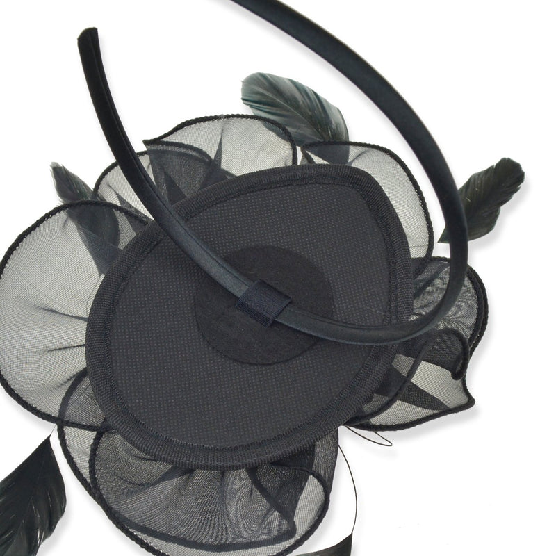 [Australia] - DRESHOW Fascinators Hat Tea Party Headwear Ribbons Feathers on a Headband and a Clip for Girls and Women 8.2" / Black 