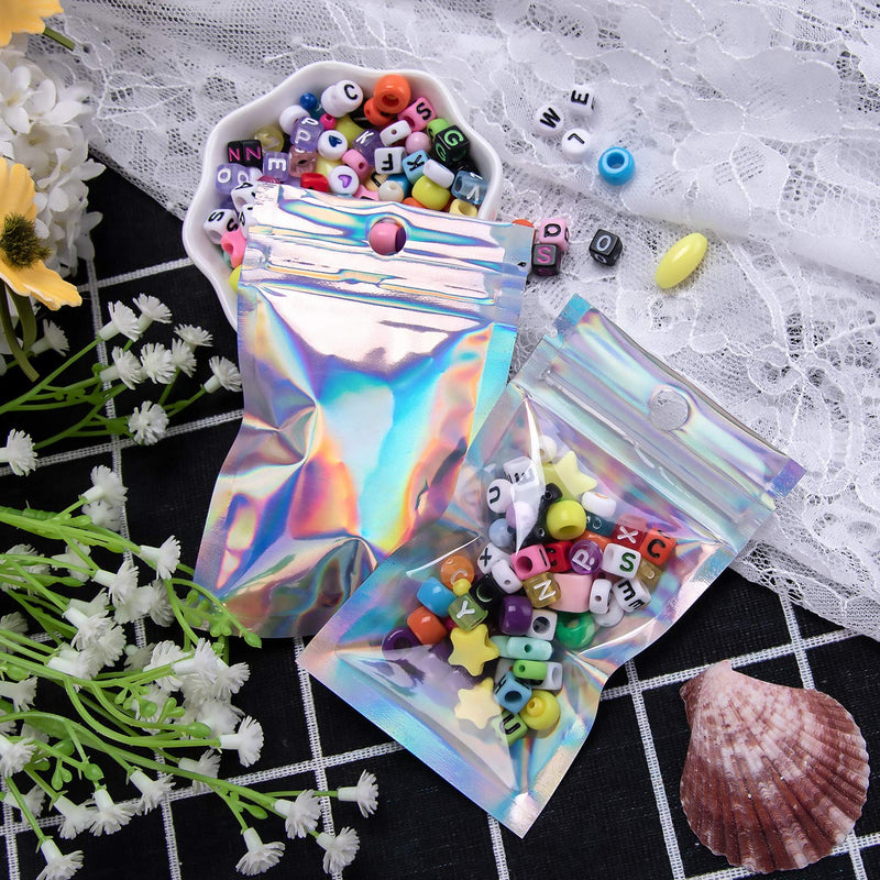 [Australia] - BQTQ 200 Pieces Foil Bags Resealable Ziplock Bags Holographic Colour Smell Proof Bags for Party Favor Food Jewellery Storage, 6x10cm / 7x10cm 6 x 10cm / 7x10cm 