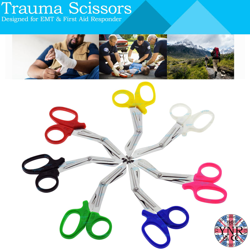 [Australia] - YNR Paramedic Vet EMT EMS Trauma Shears Nurses Utility Bandage Fire Rescue First Aid Medical Scissors Full Black CE (Full Black, 7.5") 